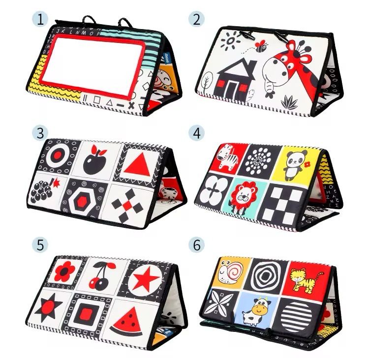 : كتاب وقت البطن للمولود الجديد – أبيض وأسود Tummy Time Crinkle Book for Newborns – Black & White High Contrast