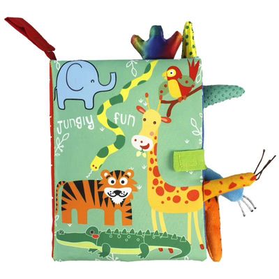 Newborn Cloth Book ( Jungle Tiles)| كتاب قماشي للمواليد (حيوانات الغابة)