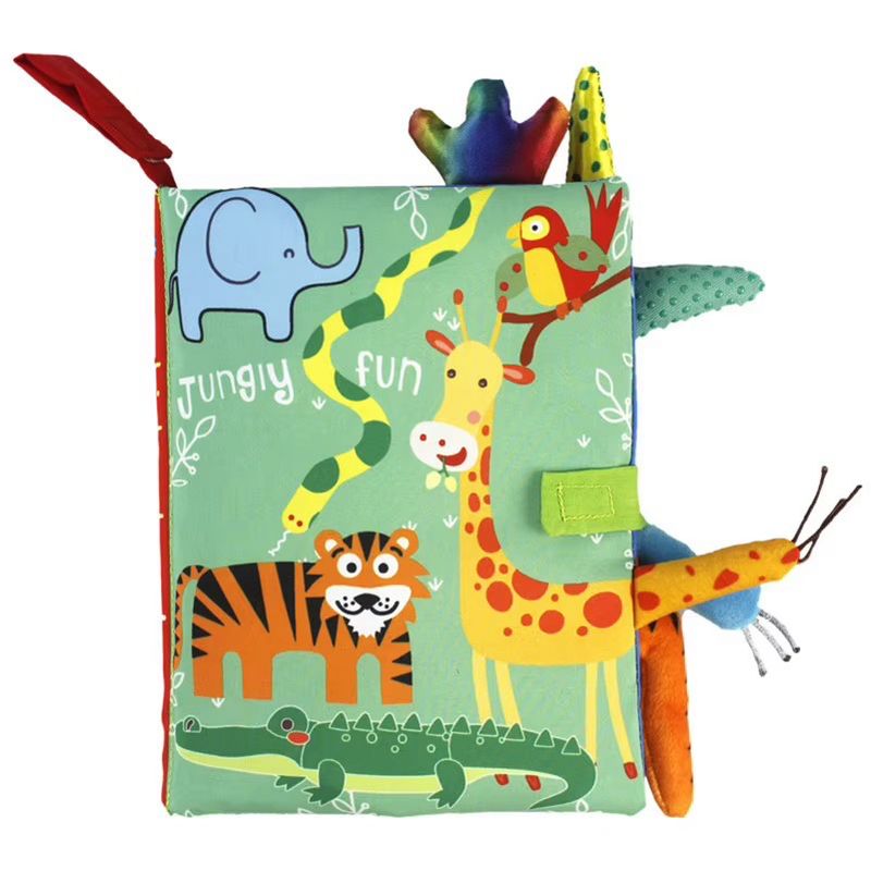 Newborn Cloth Book ( Jungle Tiles)| كتاب قماشي للمواليد (حيوانات الغابة)