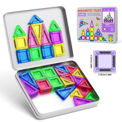 قطع مغناطيسية صغيرة (علبة معدنية ) 46 pcs | with iron box mini magnetics tiles قطع مغناطيسية صغيرة (علبة معدنية ) 46 pcs | with iron box mini magnetics tiles