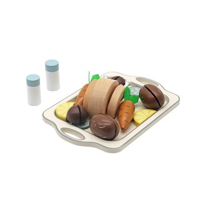 طقم طعام خشبي قابل للتقطيع | wooden food play set chopable