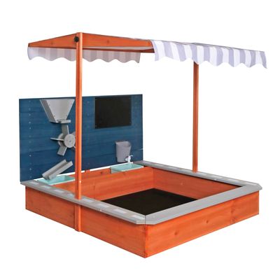 حوض رمل خشبي مع مضلة قابلة للتعديل | wooden sand box tent sandpit حوض رمل خشبي مع مضلة قابلة للتعديل | wooden sand box tent sandpit