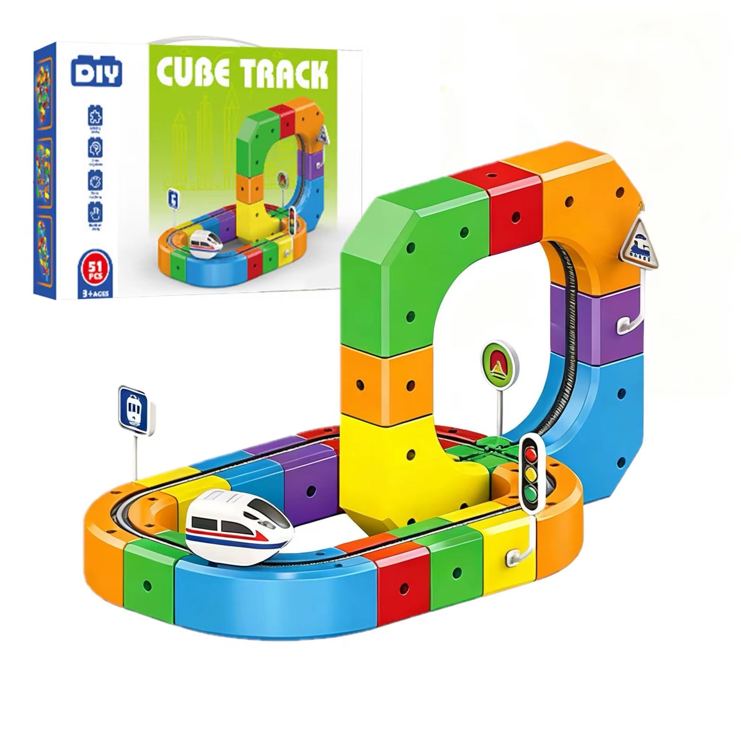 Magic track educational train toy blocks electric train | مسار القطار السحري مكعبات البناء القطار الكهربائي 51 pcs/ set Magic track educational train toy blocks electric train | مسار القطار السحري مكعبات البناء القطار الكهربائي 51 pcs/ set