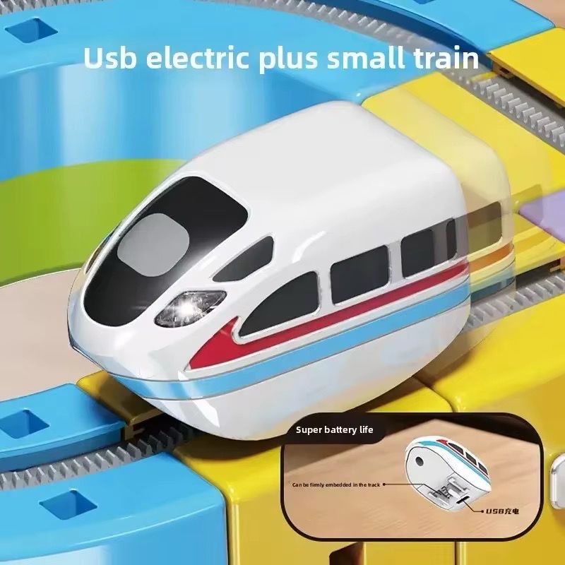 Magic track educational train toy blocks electric train | مسار القطار السحري مكعبات البناء القطار الكهربائي  81 pcs/set