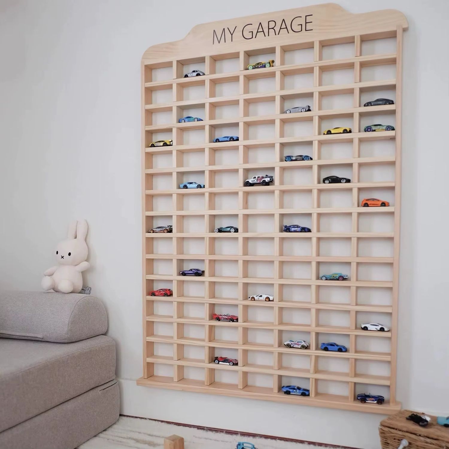رف سيارات خشبي ترتيب كبير ٧٠ فتحة | 70 cars wooden car organiser garage big Shelf رف سيارات خشبي ترتيب كبير ٧٠ فتحة | 70 cars wooden car organiser garage big Shelf