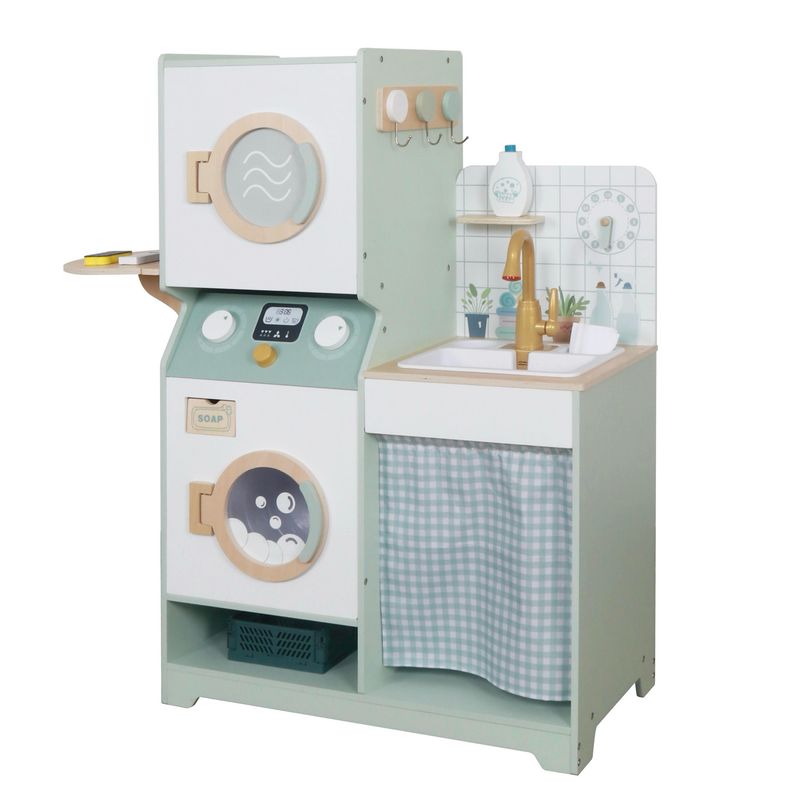 طقم غسالة ونشافة مجفف كهربائي مع صنبور ماء جارٍ تفاعلي | Electric washing machine, dryer, and washing machine set with interactive running water tap |