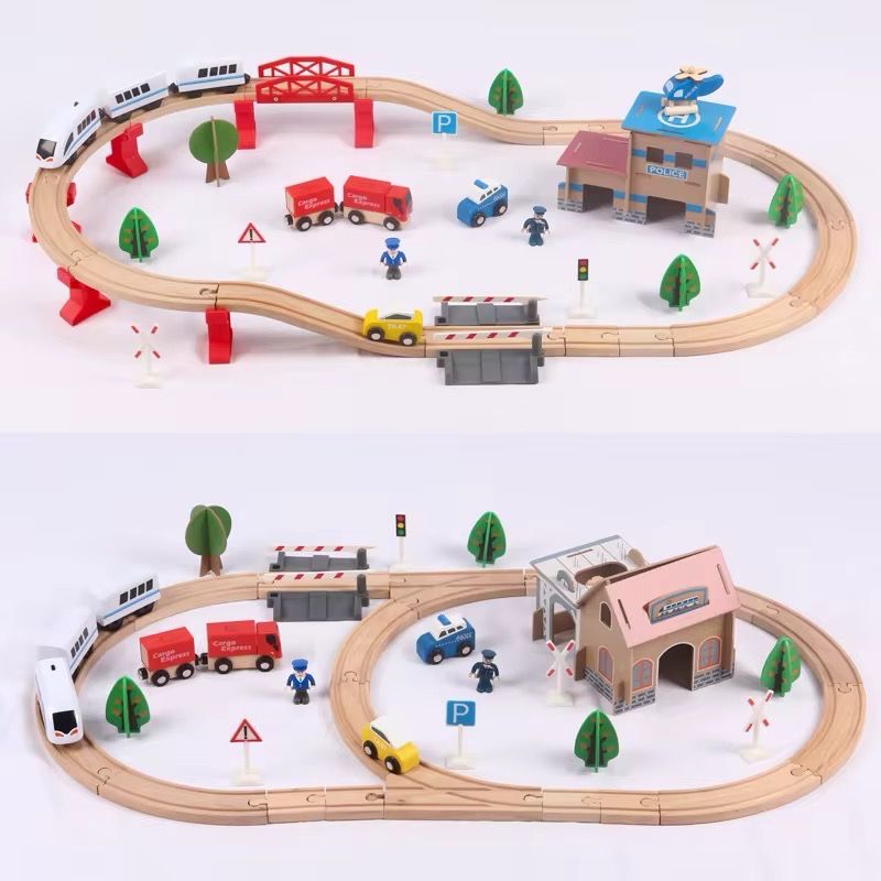 Wooden Train set 88 pcs | قطار خشبيه مع قطار ألكتروني ٨٨ قطعة مسارات Wooden Train set 88 pcs | قطار خشبيه مع قطار ألكتروني ٨٨ قطعة مسارات