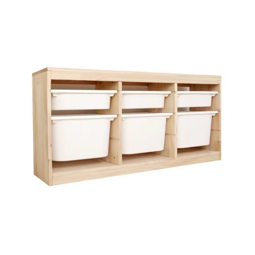 وحدة تخزين خشب مع ٦ صناديق| Wooden Storage Cabinet With 6 Boxes |3*3 without baffles 