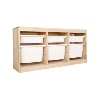 وحدة تخزين خشب مع ٦ صناديق| Wooden Storage Cabinet With 6 Boxes |3*3 without baffles 