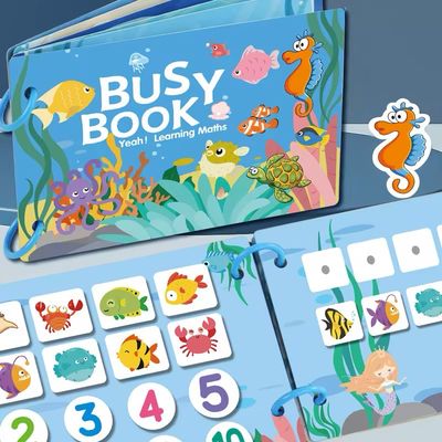 كتاب تعليمي للأطفال مع ملصقات قابلة لإعادة الأستخدام | (Toddler Busy Book with Reusable Sticker