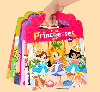كتيب أطفال بملصقات قابلة لإعادة الأستخدام بشكل متكرر | Children's book with reusable stickers |prinsess أميرات  لعبة سفر travel toy