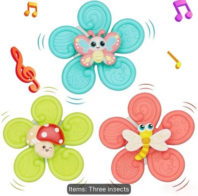لعبة دوارة برسومات كرتونية للأطفال، مزودة بأكواب شفط، لاصقه فالأسطح  Children's Cartoon Suction Cup Spinning Toy Bath Water Play | 