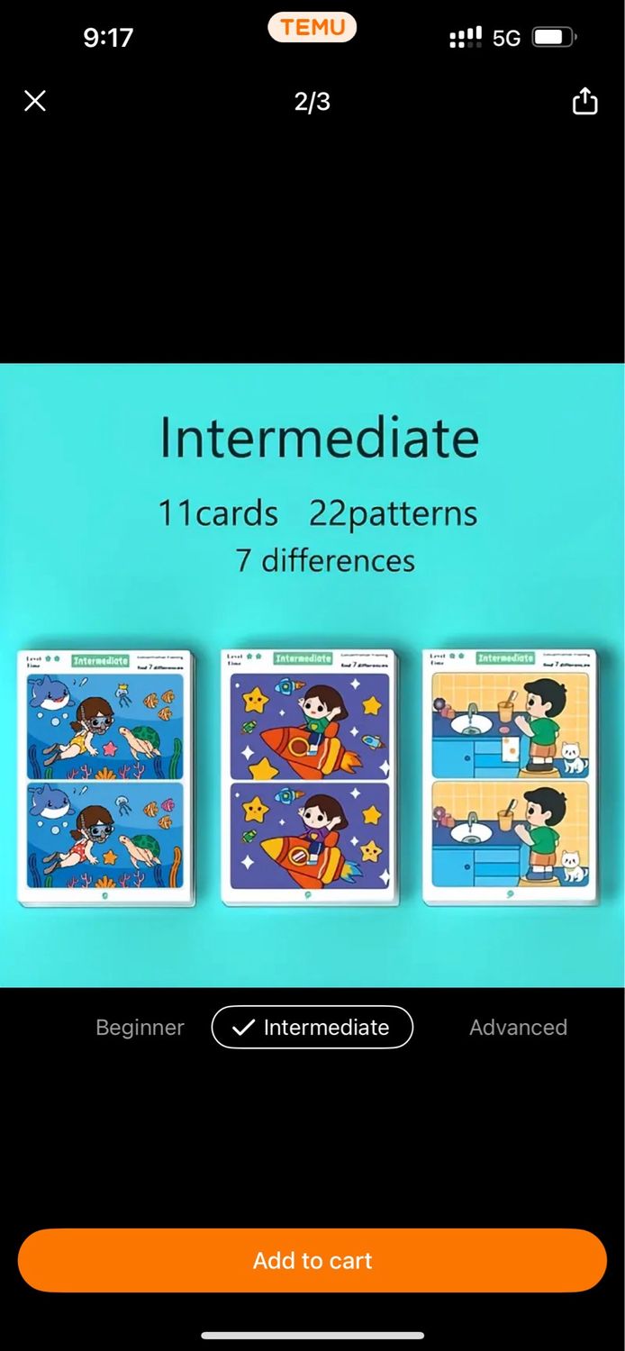 بطاقة تعليمية قابلة للمسح لتدريب الانتباه مستوى متوسط | Erasable Attention Training Flash Card Find Different Early Education Toys intermediate 