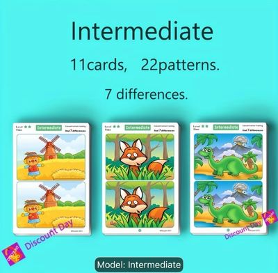 بطاقة تعليمية قابلة للمسح لتدريب الانتباه مستوى متوسط | Erasable Attention Training Flash Card Find Different Early Education Toys intermediate 