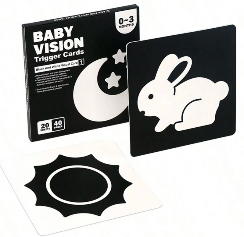 Black And White Visual Training Cards For Infants 0-3 Months بطاقات تدريب بصري بالأبيض والأسود للأطفال الرضع من عمر 0-3 أشهر| Black And White Visual Training Cards For Infants 0-3 Months بطاقات تدريب بصري بالأبيض والأسود للأطفال الرضع من عمر 0-3 أشهر|