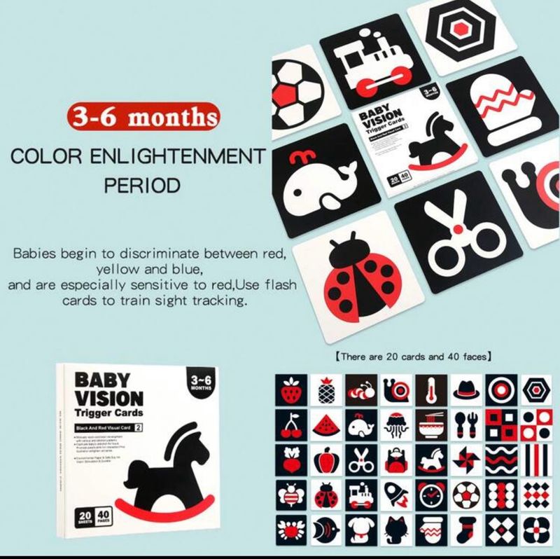 Black And White Visual Training Cards For Infants ٣-٦ Months بطاقات تدريب بصري بالأبيض والأسود للأطفال الرضع من عمر3-6 أشهر| Black And White Visual Training Cards For Infants ٣-٦ Months بطاقات تدريب بصري بالأبيض والأسود للأطفال الرضع من عمر3-6 أشهر|