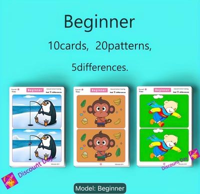 بطاقة تعليمية قابلة للمسح لتدريب الانتباه مستوى مبتدئ | Erasable Attention Training Flash Card Find Different Early Education Toys Beginner