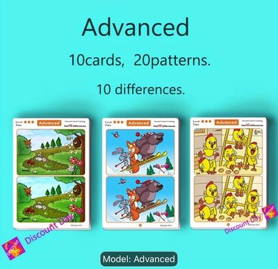 بطاقة تعليمية قابلة للمسح لتدريب الانتباه مستوى متقدم | Erasable Attention Training Flash Card Find Different Early Education Toys advance level 