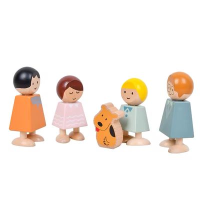 عائلة الدمى الخشبية للعب التخيلي أكسسوارات بيت الدمى | Wooden doll family for roll play, dollhouse accessories