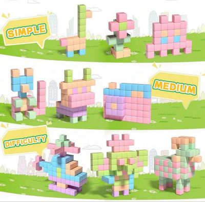 مكعبات البناء المغناطيسيه ٥٠ قطعه | magnatic building blocks 50 pcs set cubes travel toy لعبة سفر