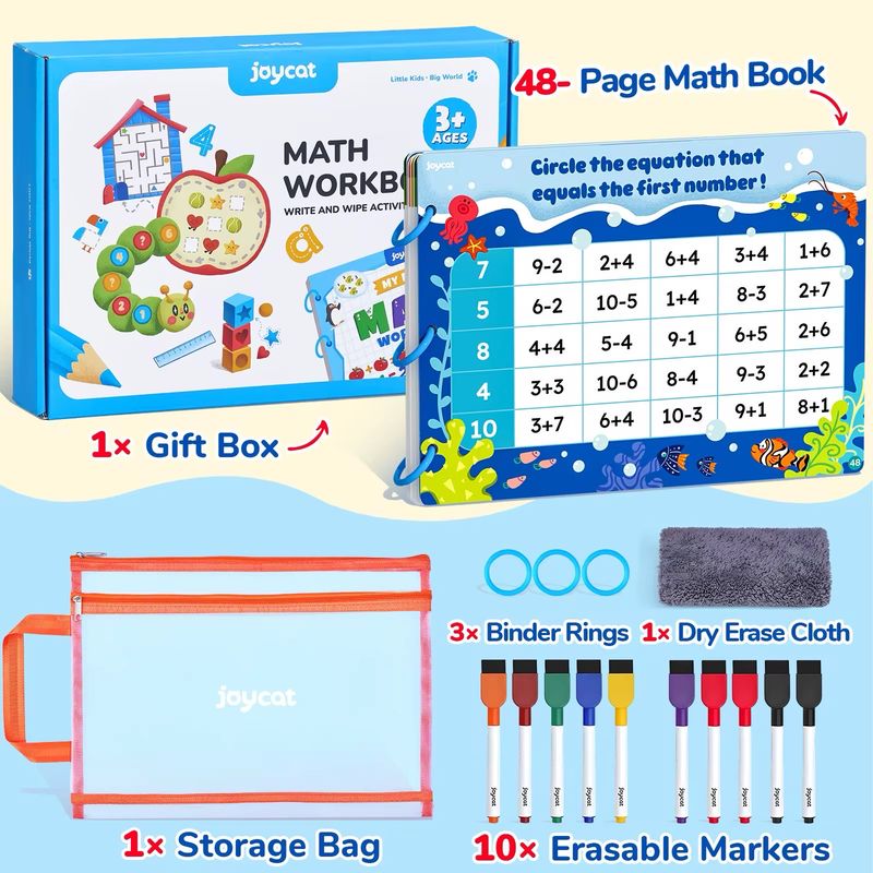 كتاب أنشطة الرياضيات القابل للمسح وإعادة الاستخدام – 48 صفحة| : Reusable Write & Wipe Math Activity Book – 48 page كتاب أنشطة الرياضيات القابل للمسح وإعادة الاستخدام – 48 صفحة| : Reusable Write & Wipe Math Activity Book – 48 page