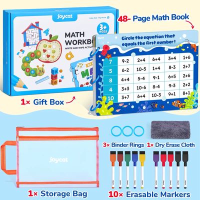 كتاب أنشطة الرياضيات القابل للمسح وإعادة الاستخدام – 48 صفحة| : Reusable Write & Wipe Math Activity Book – 48 page كتاب أنشطة الرياضيات القابل للمسح وإعادة الاستخدام – 48 صفحة| : Reusable Write & Wipe Math Activity Book – 48 page