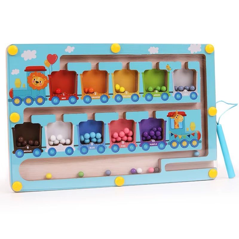 متاهة القطار لمطابقة الألوان والعدّ | Wooden Train Color Matching & Counting Maz