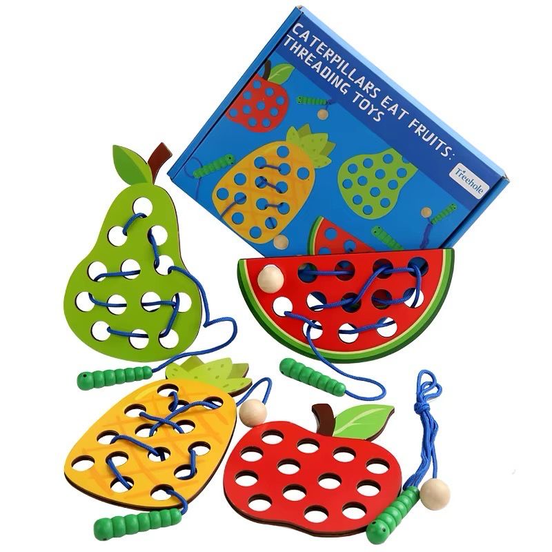 لعبة تمرير الخيط – اليرقات تأكل الفواكه| CATERPILLARS EAT FRUITS: THREADING TOYS