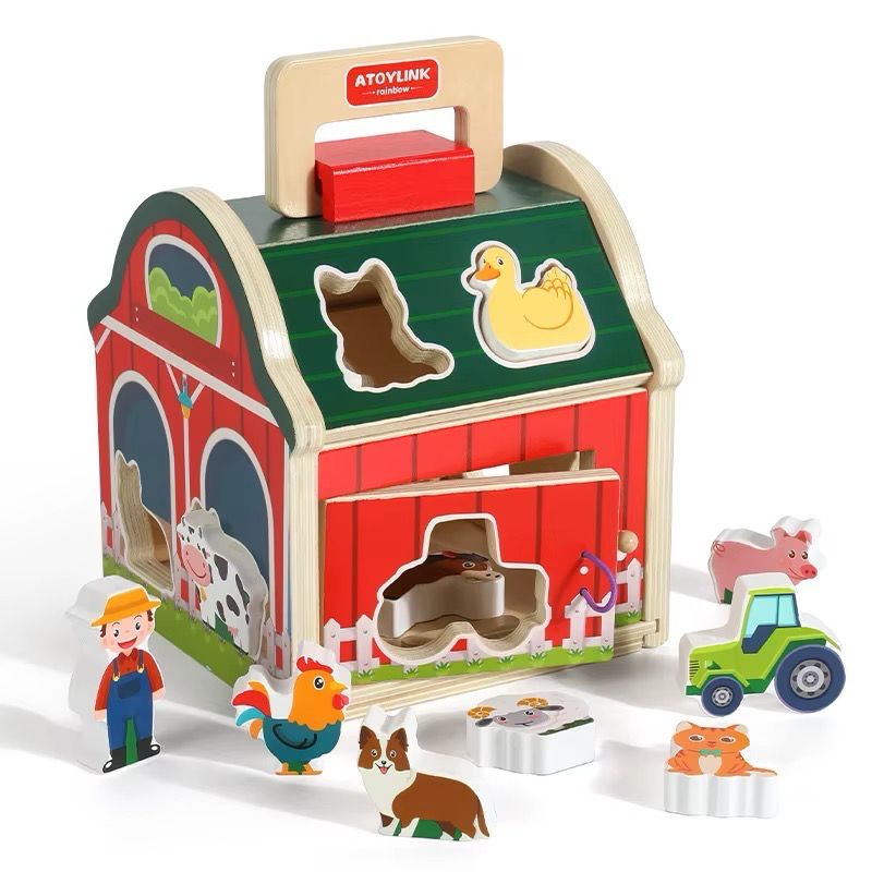 بيت المزرعة لمطابقة الحيوانات | Wooden Farm Animal Matching House