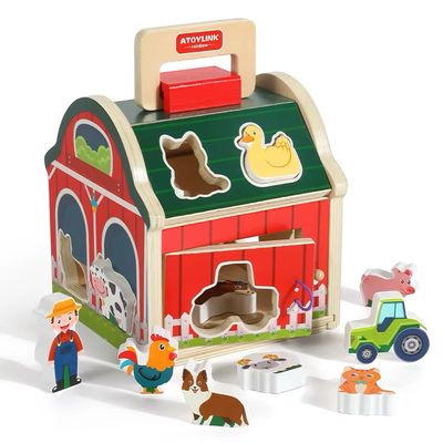 بيت المزرعة لمطابقة الحيوانات | Wooden Farm Animal Matching House