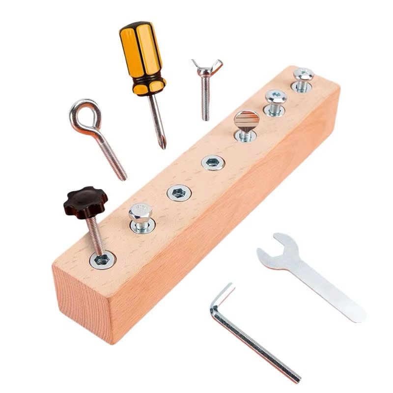 لعبة الأدوات والبراغي الخشبية | Wooden Tools & Bolts Set
