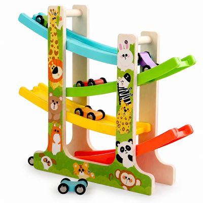 لعبة مضمار سيارات خشبي| Wooden Car Racing Track Toy