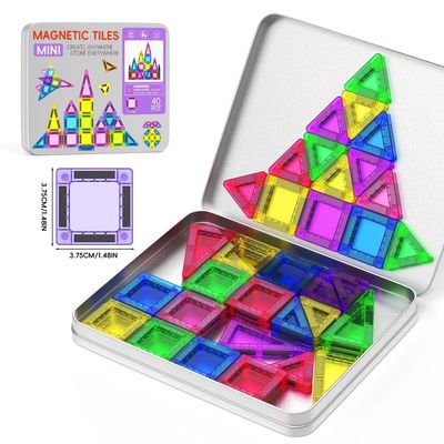 قطع مغناطيسية صغيرة (علبة معدنية ) 60 pcs | with iron box mini magnetics tiles قطع مغناطيسية صغيرة (علبة معدنية ) 60 pcs | with iron box mini magnetics tiles