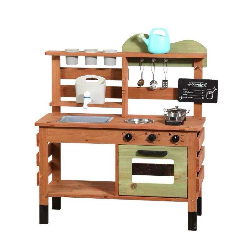 مطبخ خشبي خارجي تفاعلي | interactive wooden mud outdoor and indoor kitchen 