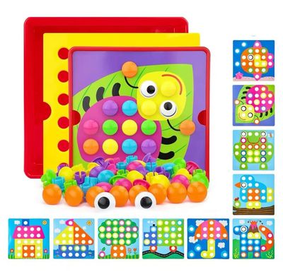 لعبة الفسيفساء بالأزرار الملونة – Color Matching Mosaic Pegboard toy button nail