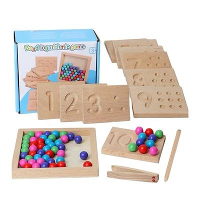 لعبة مطابقة الأرقام والعدّ بالخرز الخشبية Wooden Number Matching & Counting Beads Game لعبة مطابقة الأرقام والعدّ بالخرز الخشبية Wooden Number Matching & Counting Beads Game