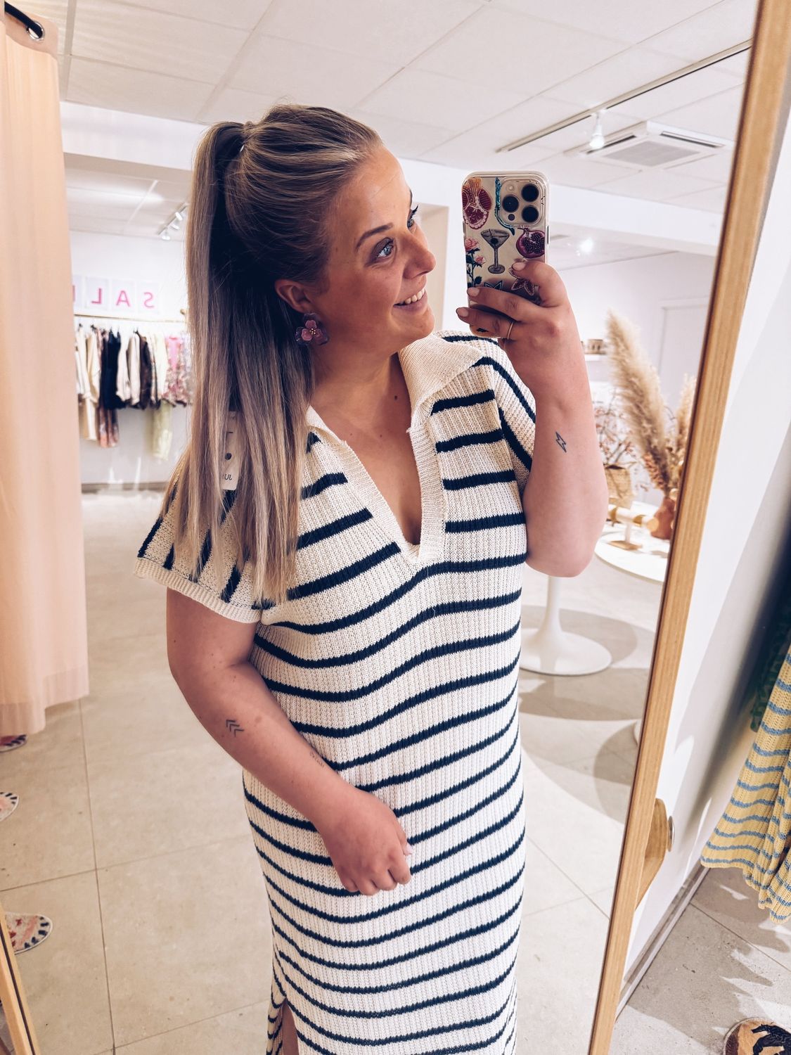 Peppa Dress Ecru/Marineblauw
