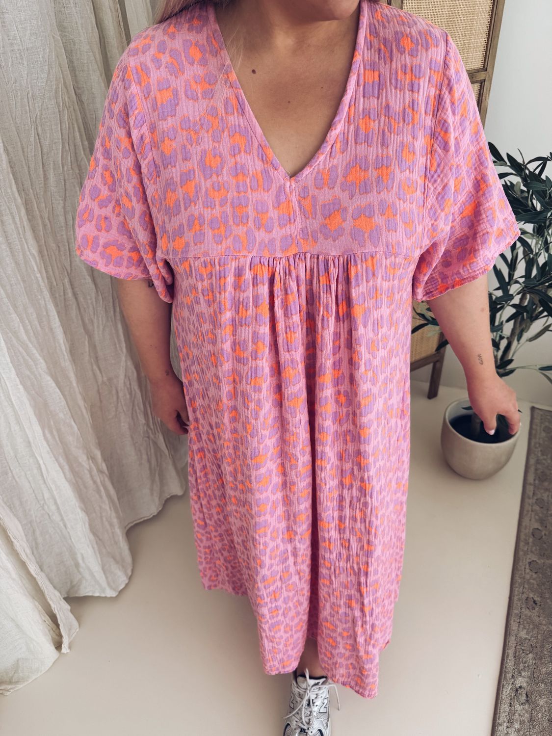 Lieke Jurk Leopard Lila/Oranje