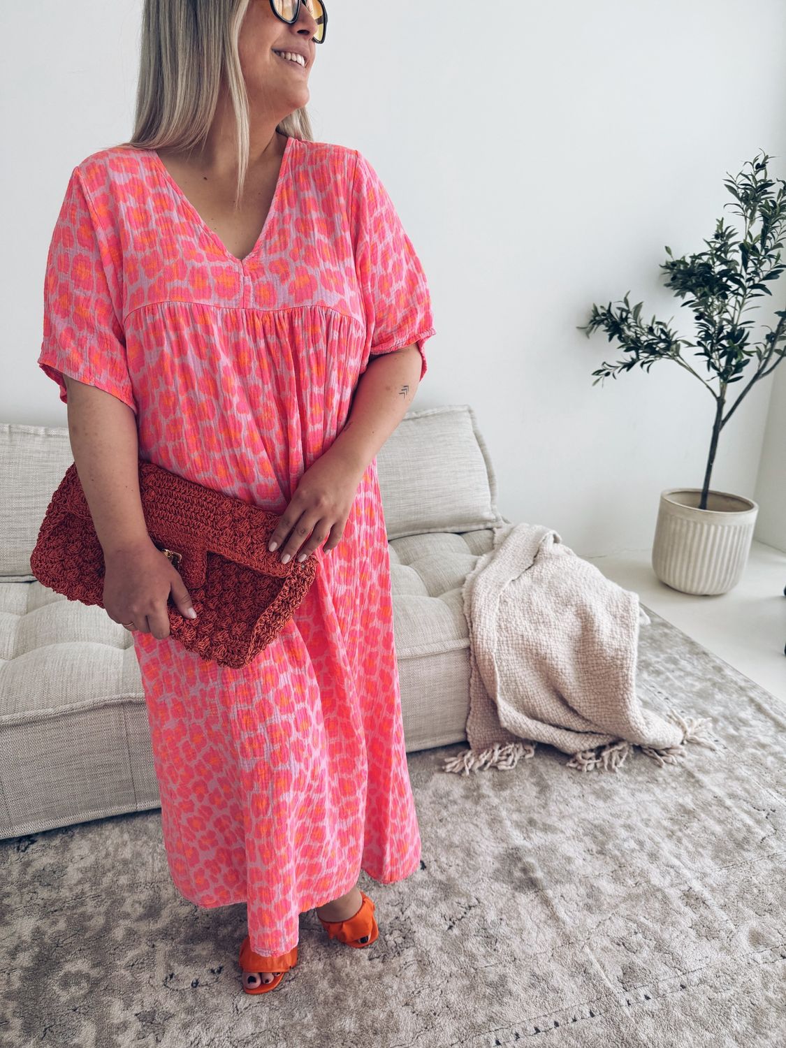 Lieke Jurk Leopard Fuchsia Fluo