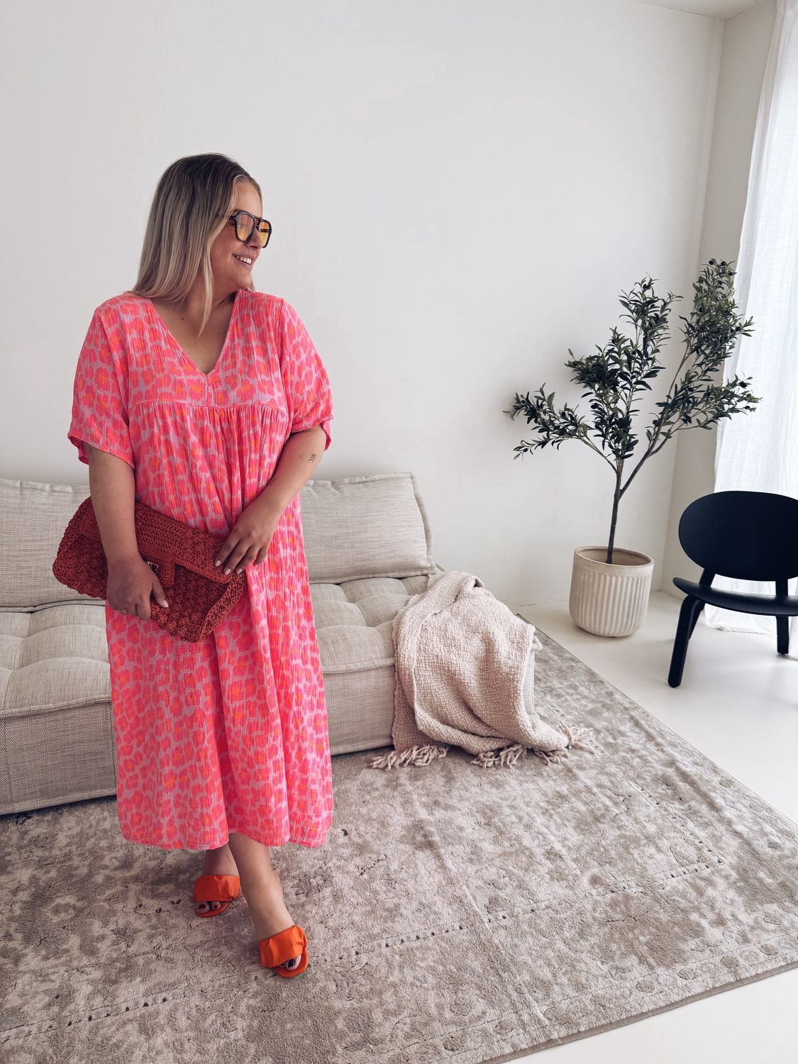 Lieke Jurk Leopard Fuchsia Fluo