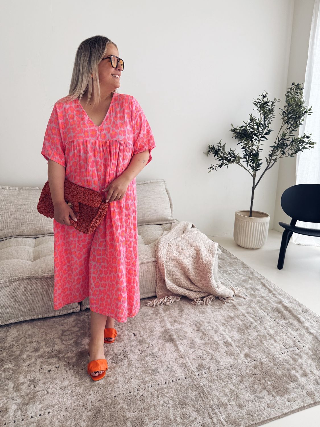 Lieke Jurk Leopard Fuchsia Fluo