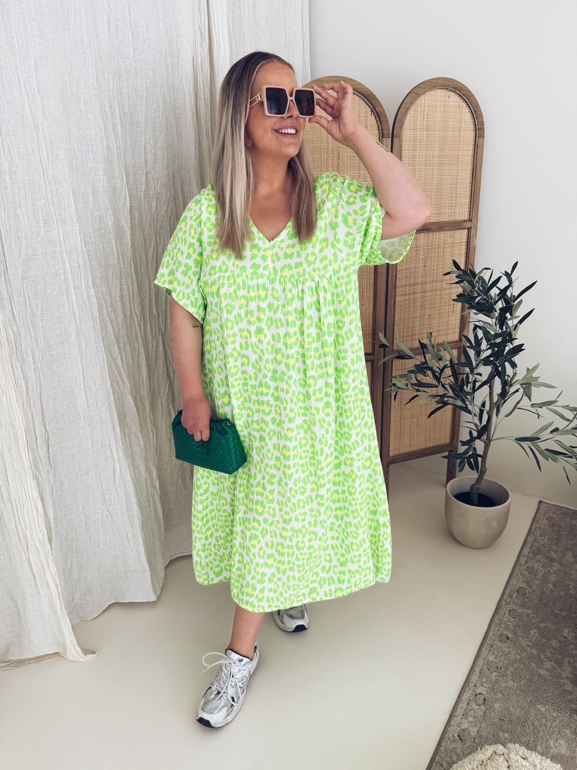 Lieke Jurk Leopard Fluo Geel/Groen