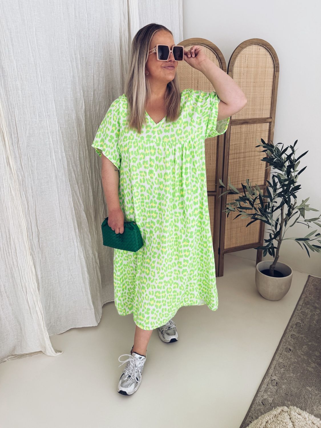 Lieke Jurk Leopard Fluo Geel/Groen