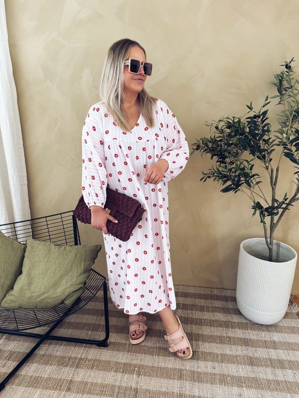 Lidia Dress Wit/Roze
