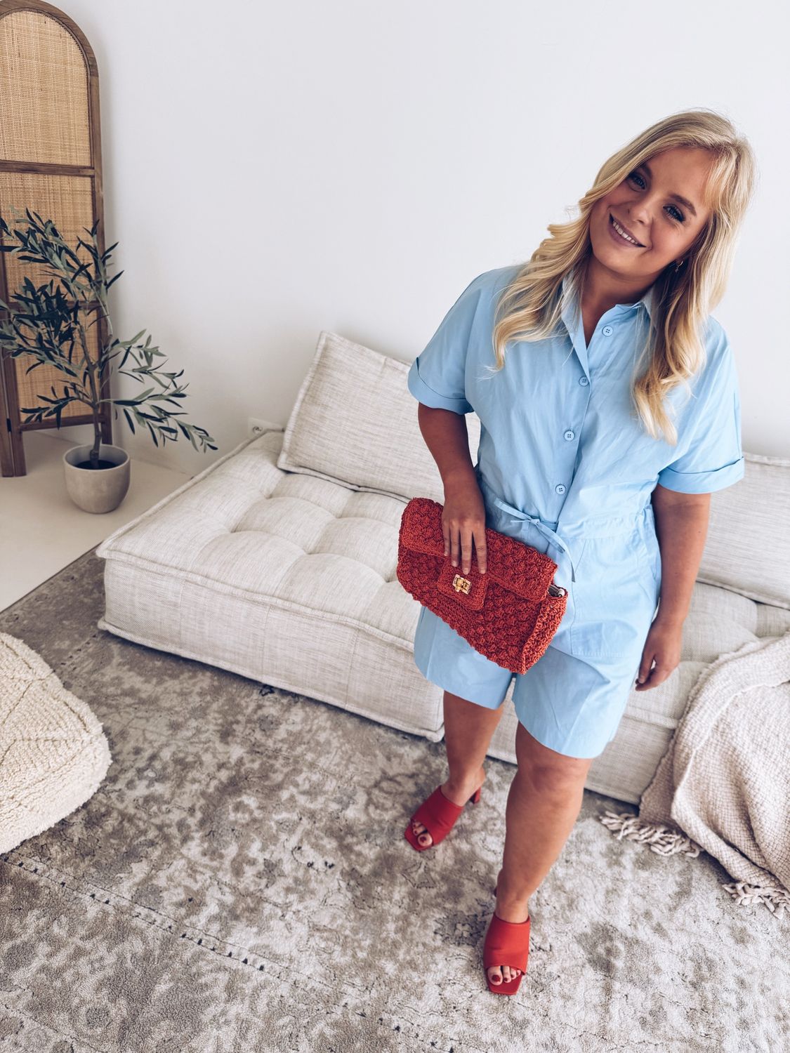 Popeline Playsuit Babyblauw