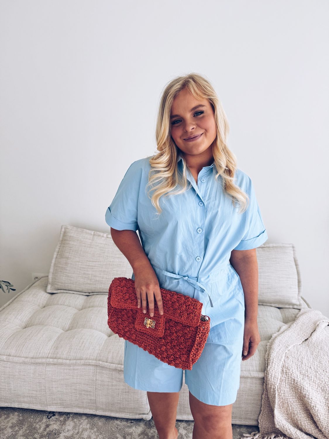 Popeline Playsuit Babyblauw