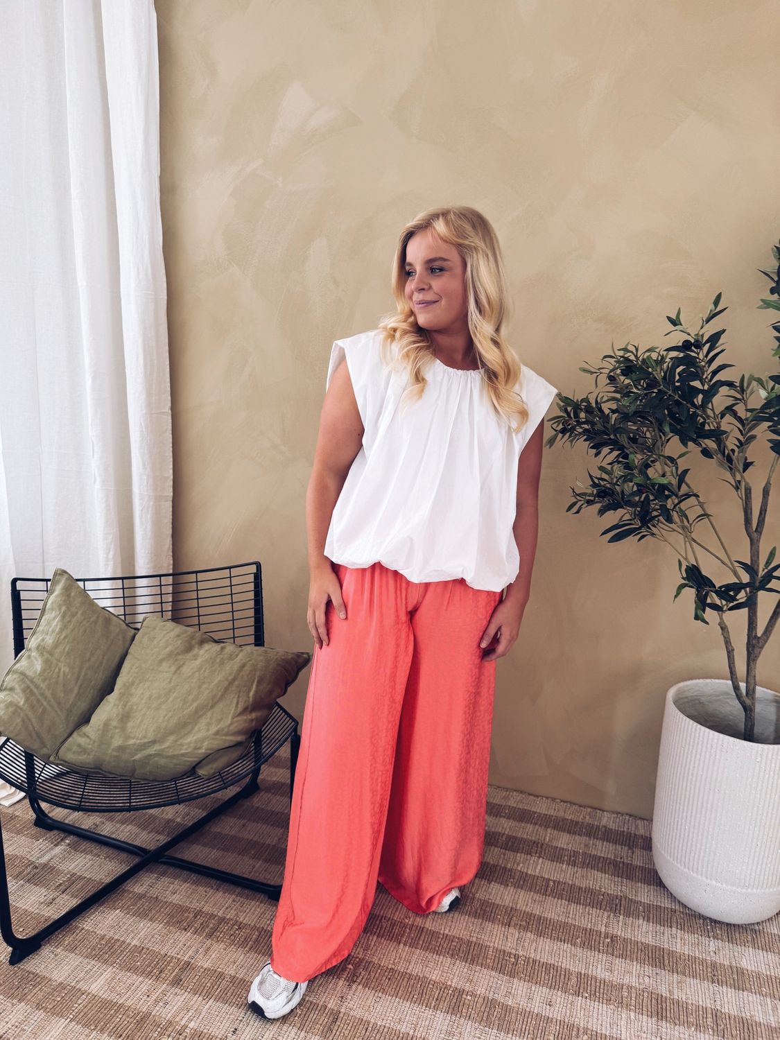 Anna Leopard Pantalon Koraal