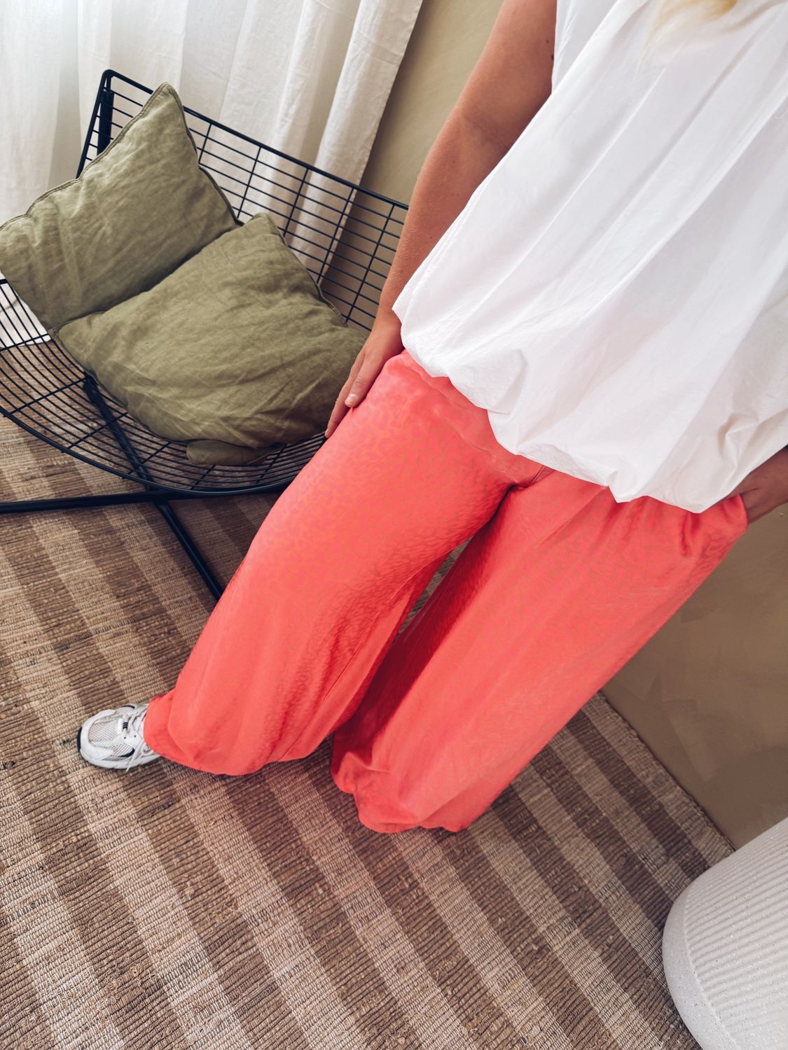 Anna Leopard Pantalon Koraal