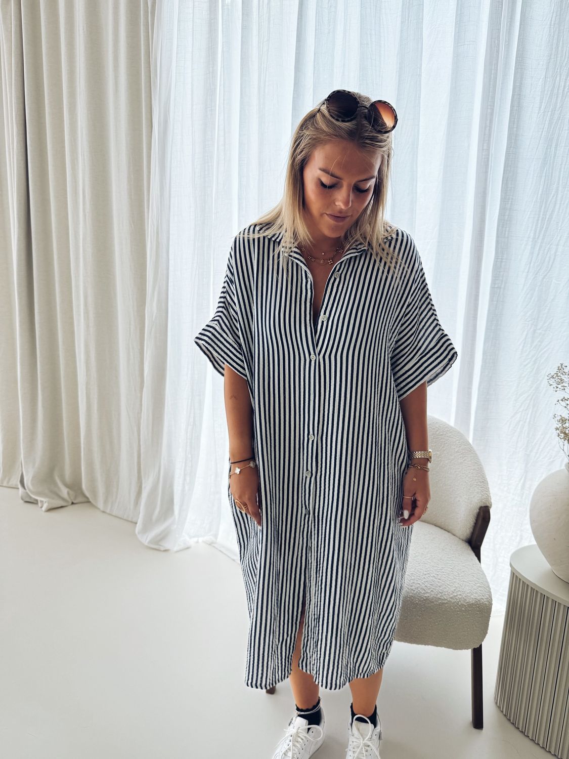 Marit Jurk Striped Blauw