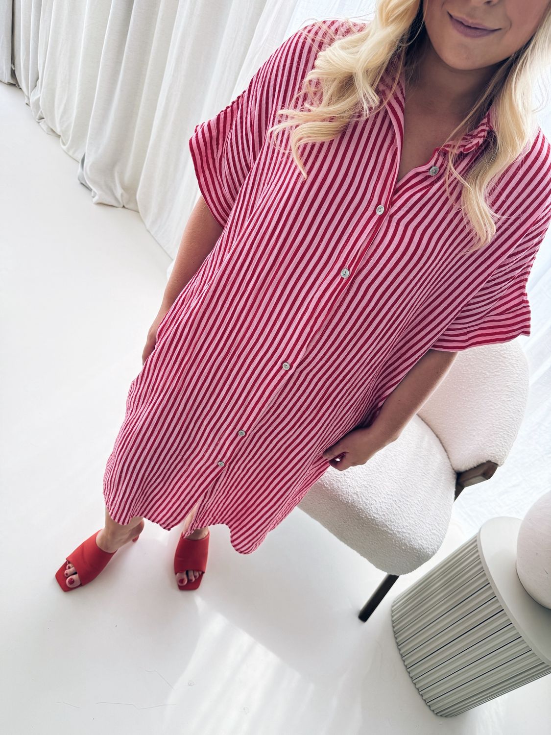 Marit Jurk Striped Fuchsia/Rood